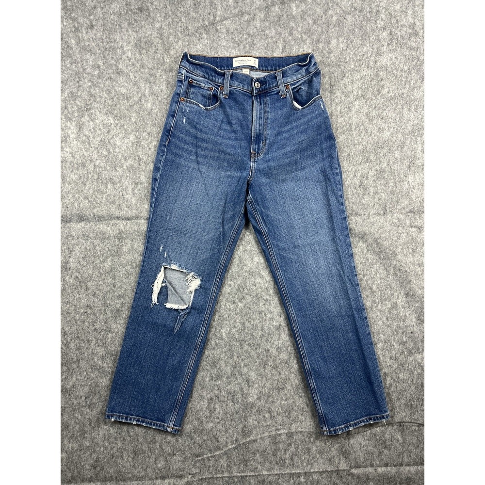 Abercrombie & Fitch Womens Blue Medium Wash Ankle Straight Curve Love Size 27/4s